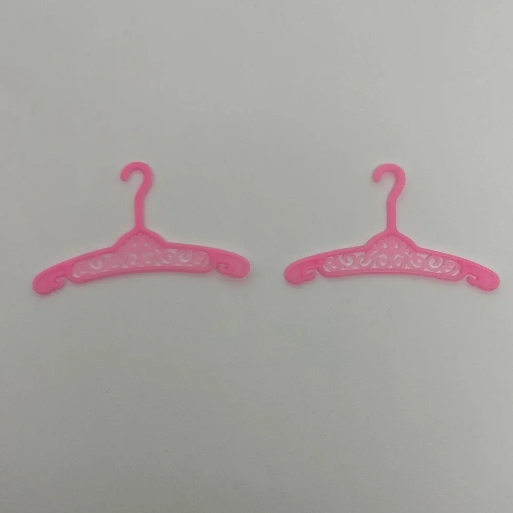 Vintage Barbie Pink Doll Clothes Hangers Lot of‎ 2 Miniature Toy Hangers